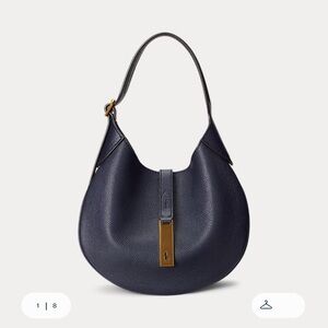 Polo Ralph Lauren Polo ID Small Leather Shoulder Bag Navy